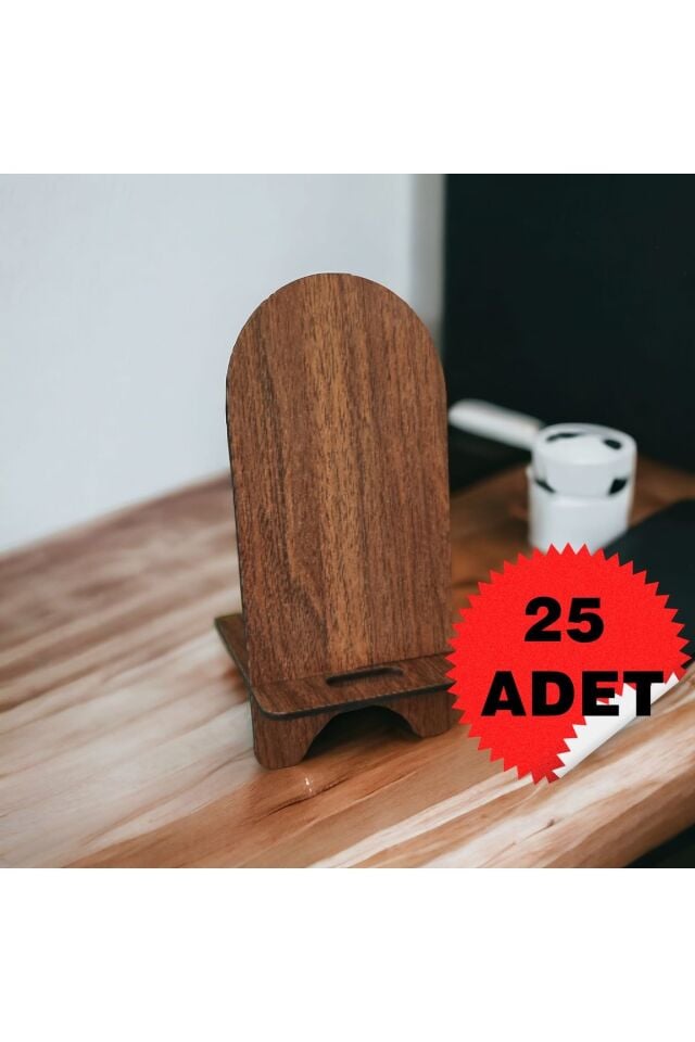 25 ADET Promosyon Hediyelik Masaüstü Ceviz Renk Ahşap Telefon Tutucu Sabitleyici Telefon Standı