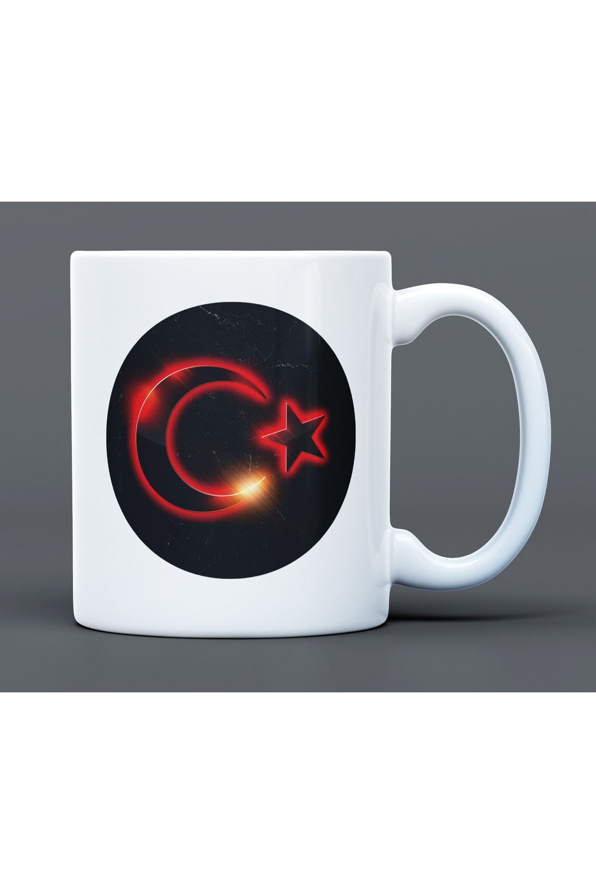 Türk Bayrağı Desenli Hediyelik Büyük Boy Porselen Kupa Bardak