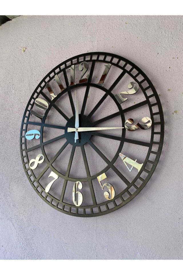 Sayılı Hediyelik Ahşap Dekoratif Farklı Desenli Ev Hediyelik Duvar Saati 50cm