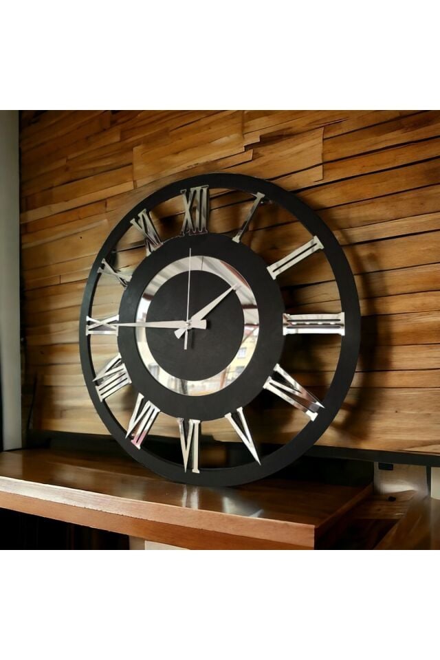 Sayılı Hediyelik Ahşap Dekoratif Farklı Desenli Ev Hediyelik Duvar Saati 50cm