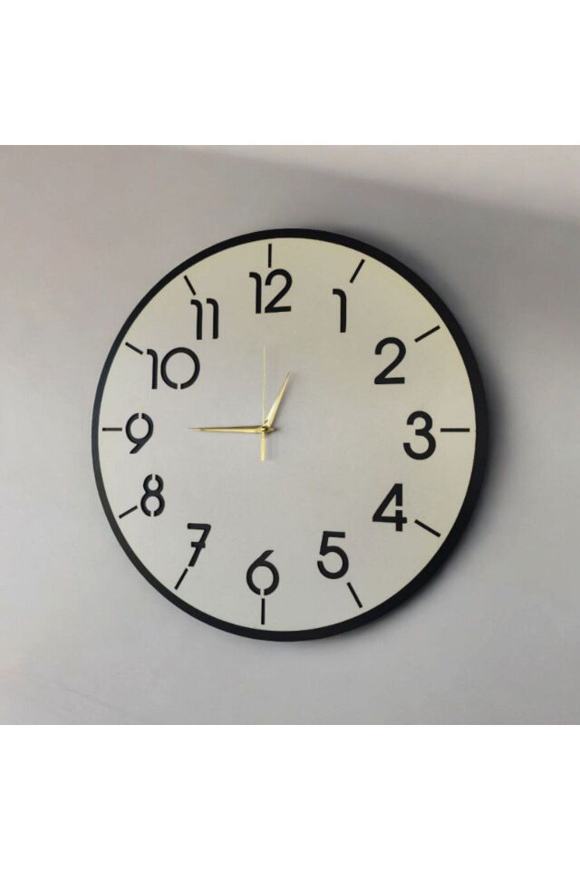 Ahşap Sade Sayılı Hediyelik Sessiz Duvar Saati 50cm