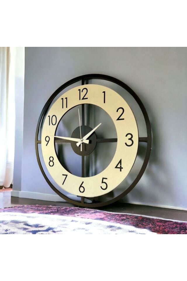 Ahşap Desenli Hediyelik Sessiz Duvar Saati 50cm