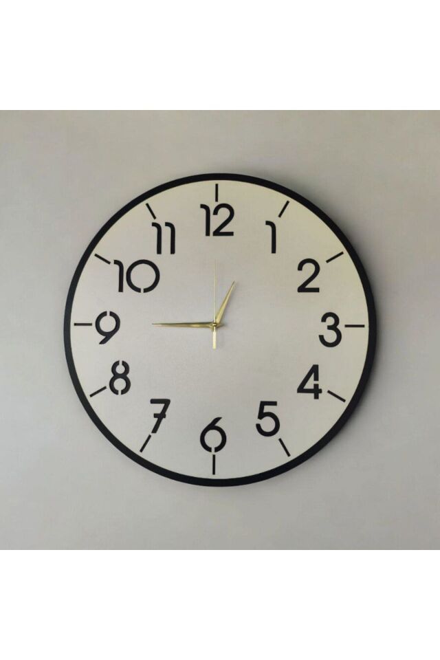 Ahşap Beyaz Renk Sade Sayılı Hediyelik Sessiz Duvar Saati 50cm