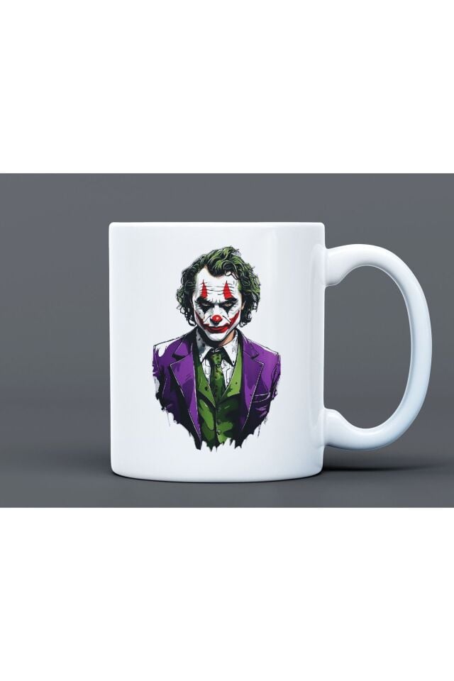 Joker Desenli Hediyelik Büyük Boy Porselen Kupa Bardak