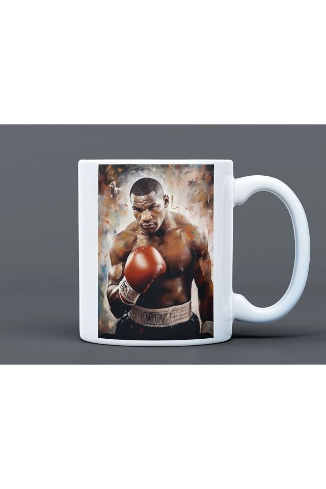 Boks Mike Tyson Desenli Hediyelik Büyük Boy Porselen Kupa Bardak