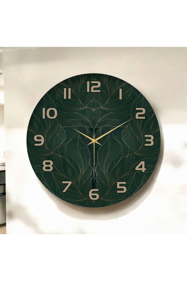 Renkli Baskı Desenli Sayılı Hediyelik Ahşap Sessiz Duvar Saati 50cm