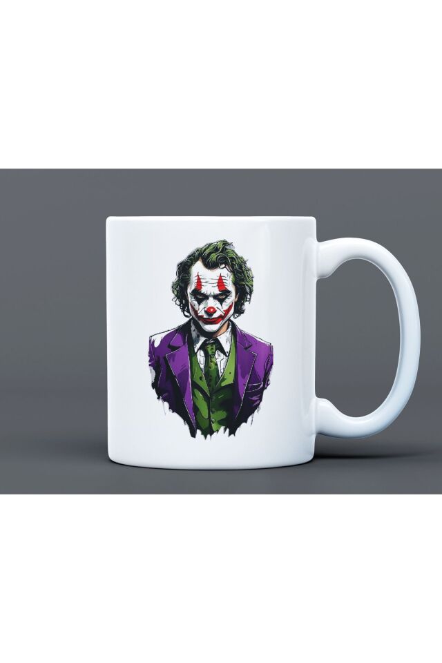 Joker Desenli Hediyelik Büyük Boy Porselen Kupa Bardak