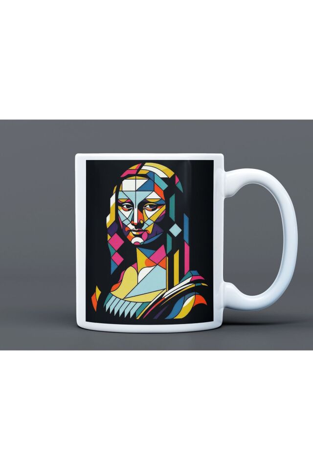 Mona Lisa Desenli Hediyelik Büyük Boy Porselen Kupa Bardak