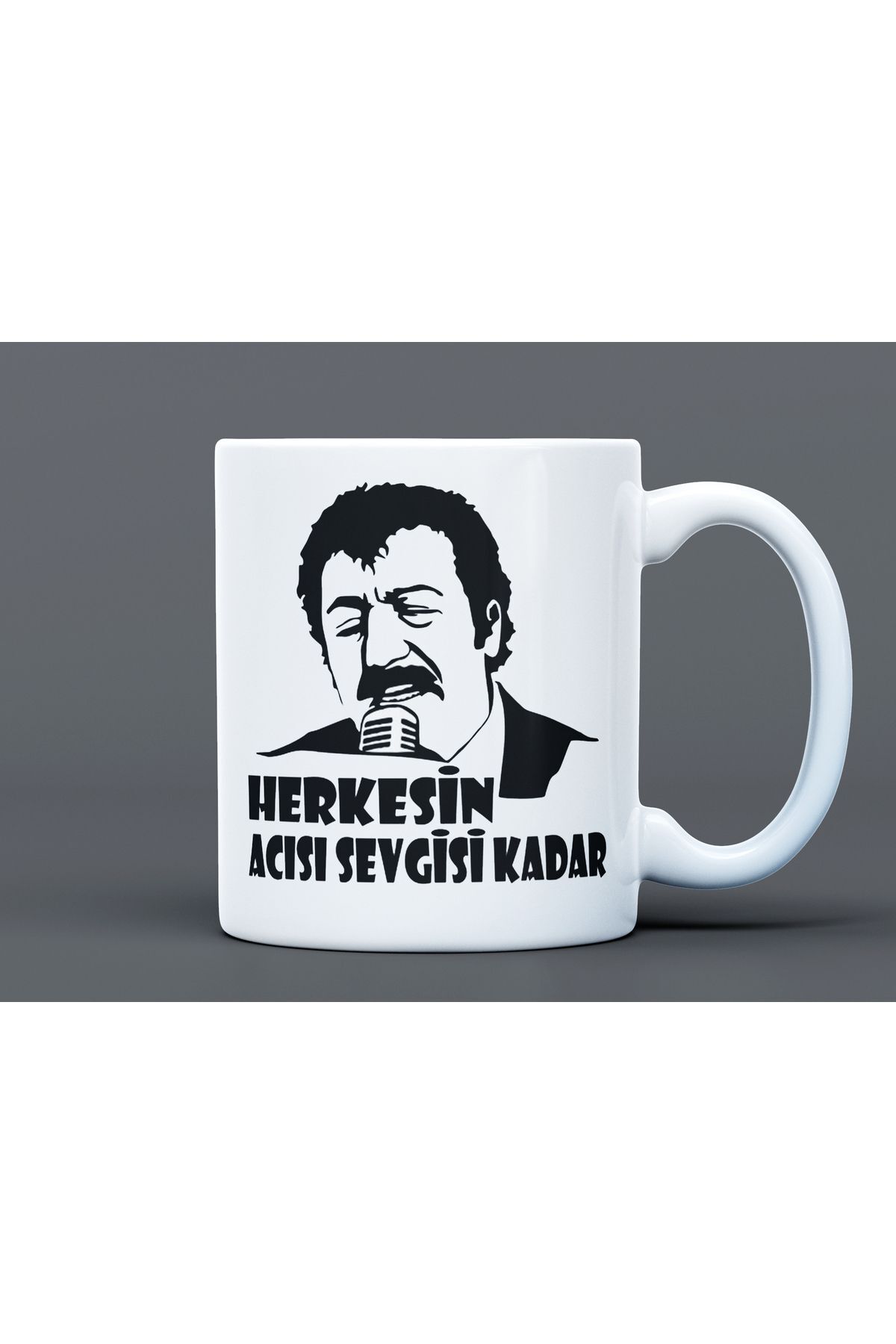 Müslüm Gürses Herkesin Acısı Sevgisi Kadar Desenli Hediyelik Büyük Boy Porselen Kupa Bardak