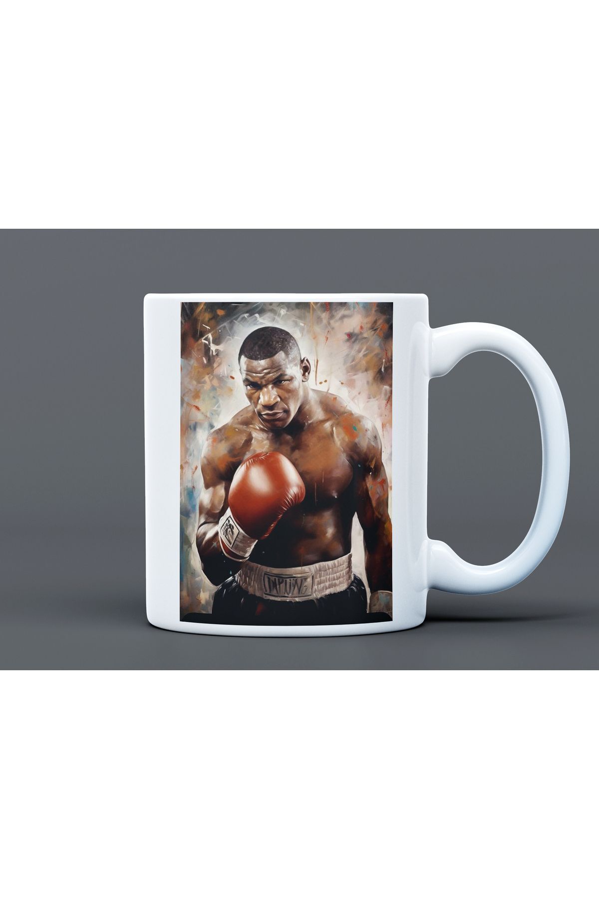 Boks Mike Tyson Desenli Hediyelik Büyük Boy Porselen Kupa Bardak